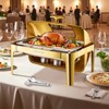VEVOR Roll Top Chafing Dish Buffet Complete Set, 9Qt Stainless Steel Chafer with Full Size Pan, Rectangle Catering Warmer Server, Gold - 2 of 4