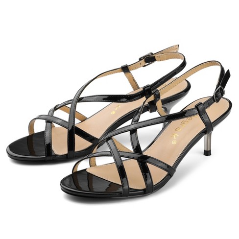 Black strappy kitten heel clearance sandals