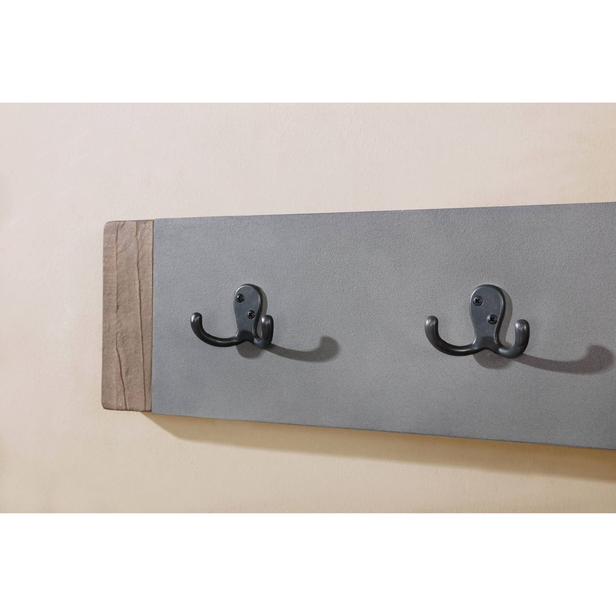 40" Davenport Coat Hook and Faux Concrete Bench Set Light Amber - Alaterre Furniture: Rustic Industrial, 5 Double Hooks - thumbnail 3
