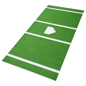 VEVOR Baseball Hitting Mat, 12x6 ft Batting Cage Mat, Batters Box Turf Mats, Softball Batting Practice Equipment with Home Plate, Green - 1 of 4