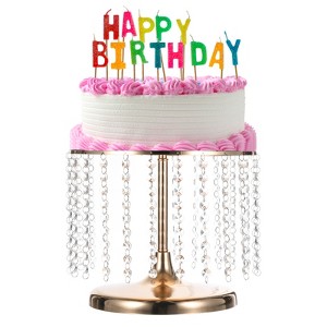 Unique Bargains Wedding Party Metal Cake Stand with Crystal Bling Pendants - 1 of 4