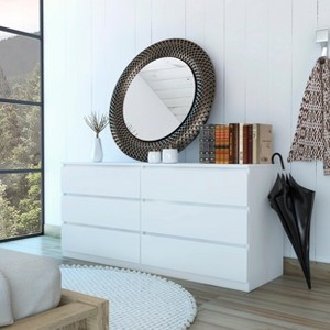 Sapphtopaz Double Dresser for Bedroom Modern Drawer Organizer with Black Metal Pulls Storage Cabinet for Kids Room, Living Room - 1 of 4