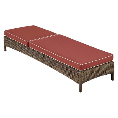 Bradenton 76'' Weathered Brown and Sangria Cushioned Chaise Lounger