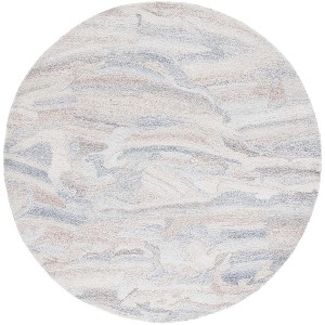 Abstract ABT210 Handmade Tufted Area Rug - Grey/Brown - 6'-0" x 6'-0" Round - Safavieh - 1 of 4