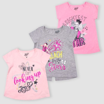  Toddler Girls' Nickelodeon JoJo Siwa 3pk Short Sleeve T-Shirt - Pink/Gray 3T 