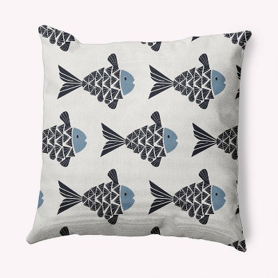 16"x16" Fish Tales Square Throw Pillow - e by design