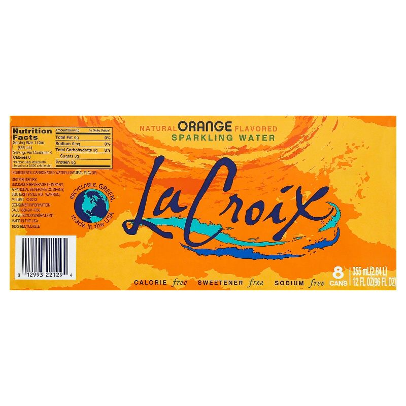 LaCroix Orange Sparkling Water - 8pk/12 fl oz Cans, 6 of 10