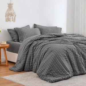 Dark Grey Seersucker 7 - Piece Comforter Set, Full, All Season Bedding with Pillow Sham - 1 of 4