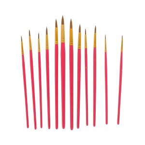 Unique Bargains 12 Pointed Tips Applicable Paint Type Oil Paint Brush Style Round Tip Bristles Nylon Wood 12 Pcs - 1 of 3