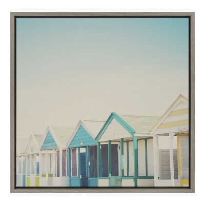 Kate and Laurel Sylvie Beach Hut 2 Framed Canvas by Laura Evans, 22x22, Gray