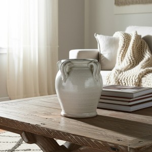 Handcrafted Pottery Vase - Elegant Textured Terracotta Flower Holder - Decorative Home Accent for Living Room, Bedroom, Office - 1 of 4