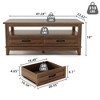 Living Room Coffee Table with Storage Drawers, Farmhouse Coffee Table, Heavy Duty Table Metal Handles for Living Room Office - 2 of 4