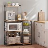 Bakers Rack, Microwave Stand, Kitchen Storage Rack with Wire Basket, 6 Hooks, and Shelves - 4 of 4