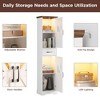 68" Tall Storage Cabinet with LED Lights, Narrow Hutch Cabinet, White - 3 of 4