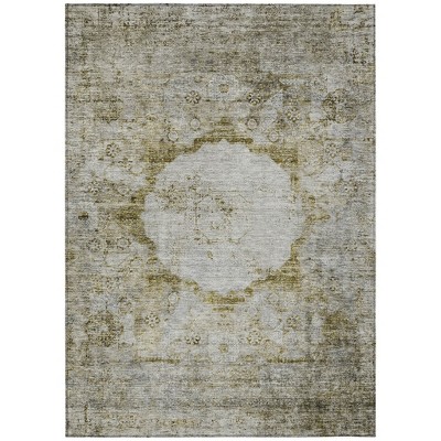 Taupe Brown And Gray Oriental Washable Indoor Outdoor Area Rug