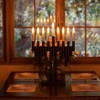 Vintiquewise Modern 9-Branch Hanukkah Menorah with LED Candles in Sleek Finish, Decorative Centerpiece and Meaningful Gift for Hanukkah, Black - 3 of 4