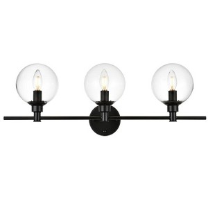 Elegant Lighting Jaelynn 3 light Black and Clear Bath Sconce - 1 of 4