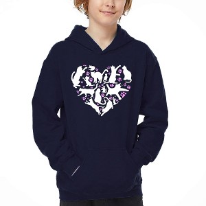 LA Pop Art Cat Heart - Boy's Word Art Hooded Sweatshirt - 1 of 4