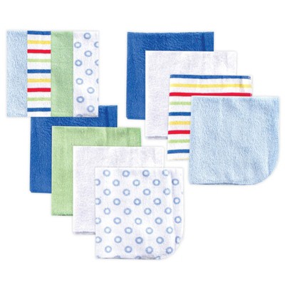 Luvable Friends Baby Boy Cotton Rich Washcloths, Blue, One Size