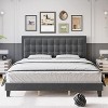 King Size Bed Frame, Adjustable Height Button Tufted Headboard, Wood Slat Support, No Box Spring Needed, Blue - 4 of 4