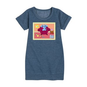 - Blue's Clues & You! - Blue Polaroid Graphic Short Sleeve Fleece Dress - 1 of 4