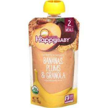 HappyBaby Clearly Crafted Bananas Plums & Granola Baby Food - 4oz