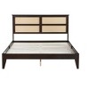 DOMETOUR Queen Size Rubber Wooden, Solid Wooden Bed with Rattan Headboard, Enhanced by Support Feet,Espresso - 4 of 4