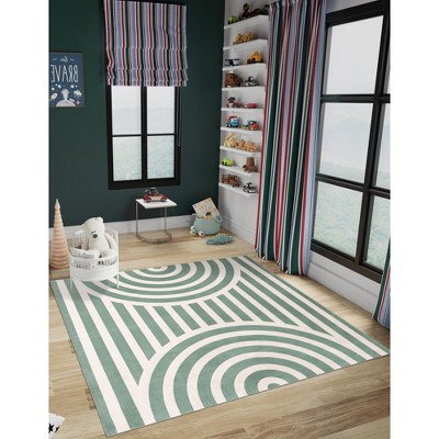 Unique Loom Whimsy Kids Lines Geometric Washable Indoor Woven Area Rug