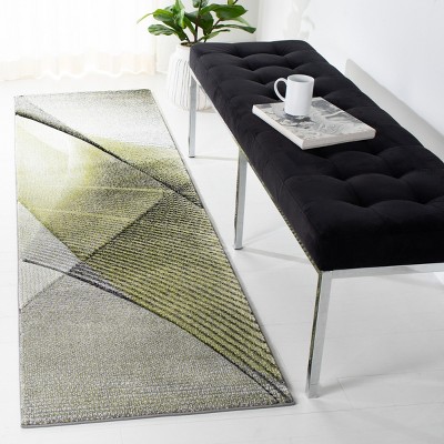 Mid-Century Modern Hand-Knotted Gray Synthetic Area Rug - 27in x 4in