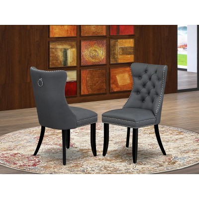 East West Furniture DAP2F23 Dallas Parson Kitchen Chairs - Button Tufted Nailhead Trim Beige Red faux Leather  Dining Chairs, Set of 2, linen white