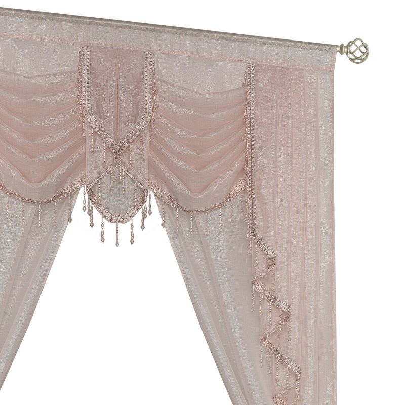 Kate Aurora Ultra Glam Beaded Sparkly Sheer Window in a Bag Curtain Set, 3 of 6