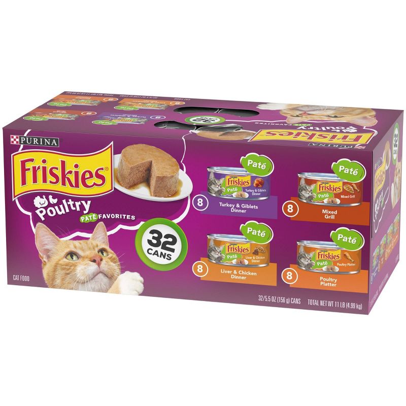 Purina Friskies Pat&#233; with Liver and Turkey Flavor Wet Cat Food Poultry Favorites - 5.5oz/32ct Variety Pack, 6 of 8
