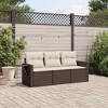 vidaXL 3 Piece Patio Sofa Set with Cushions Brown and Cream Poly Rattan - 2 of 4