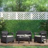 Lake Front 4pc Rattan Patio Set with Cushions - Black/Gray - CorLiving: Weather-Resistant Outdoor Seating - 2 of 4