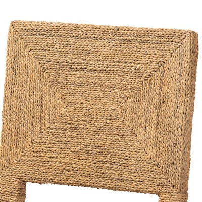 Natural Seagrass and Mahogany Wood Dining Chair