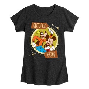 Girls' - Disney - Outdoor Fun Fitted Short Sleeve Graphic T-Shirt - 1 of 4