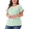 Agnes Orinda Women's Plus Size Elegant Pleated Petal Tulip Short Sleeve Office Work Summer Blouses - 2 of 4