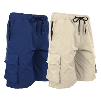 JumpStart Men's Moisture Wicking Performance Quick Dry Cargo Shorts-2 Pack