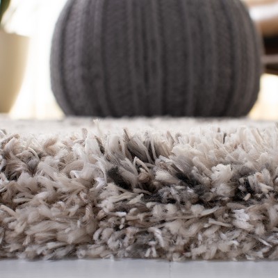 Gray Square Hand-knotted Shag Rug 59" Synthetic