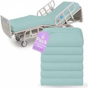 Fitted Hospital Bed Sheets - Cotton Rich Soft Knitted Jersey Sheet 36” x 84” x 12" - 1 of 4