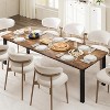 Dining Table for 6-8, Rectangular Minimalist Table with Wave Irregular Edge, 15mm Thick MDF Top & Metal Frame - 3 of 4