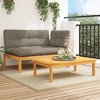 vidaXL 2 Piece Patio Pallet Sofa Set with Cushions - Solid Wood Acacia & Taupe Cushions - Garden/Patio/Terrace Furniture - Modular - 2 of 4