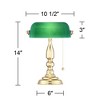 360 Lighting Hammond 14" High Small Traditional Bankers Desk Lamps Set of 2 Gold Polished Brass Plated Finish Metal Home Office Living Room Bedroom - 4 of 4