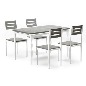 Industrial 5-Piece Dining Table Set for 4 with Cushioned Chairs – Kitchen Table Set with Spiral Leg Design Table & Chairs - 1 of 4