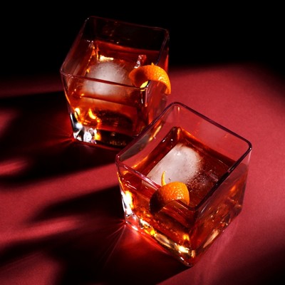 Viski 10oz Clear Crystal Square Rocks Glass Set