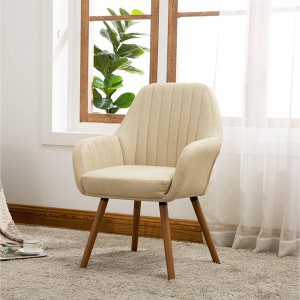 CAVINAS Polyester Accent Chair with Pleated Backrest and Wood Legs,Cozy Upholstered Living Room Chairs,Reading Chairs for Living Room - 1 of 4