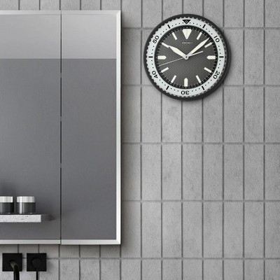 Seiko 12-Inch Black and Silver Watch Dial Wall Clock