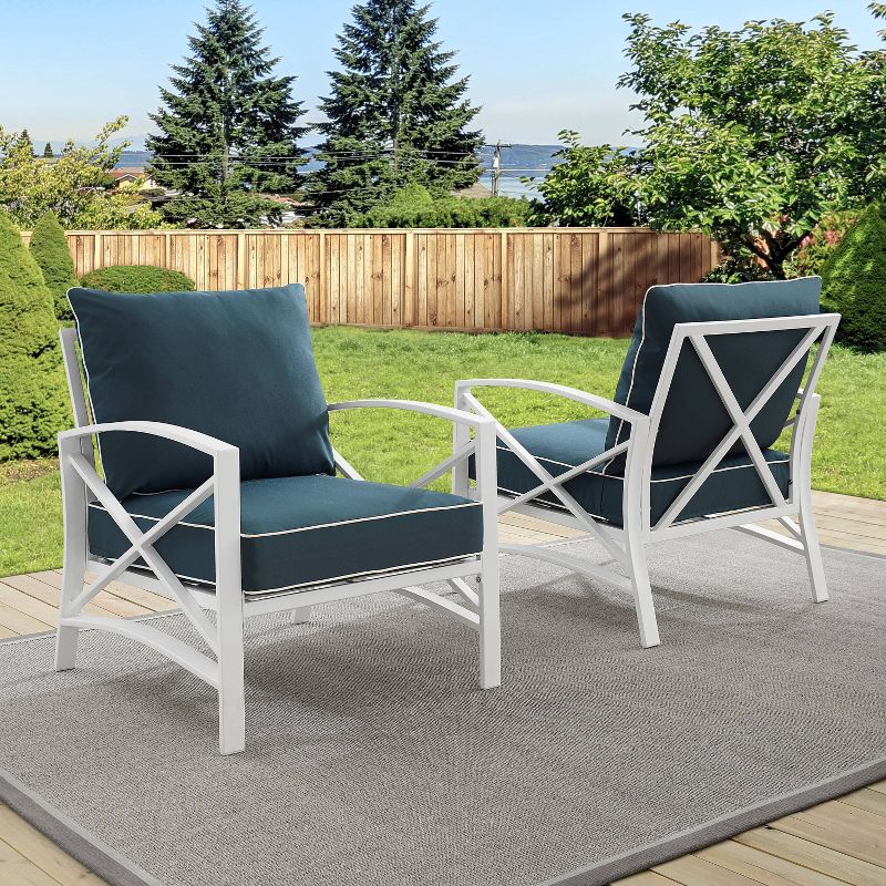 Kaplan 2pc Outdoor Accent Chairs - Navy/White - Crosley, 5 of 8