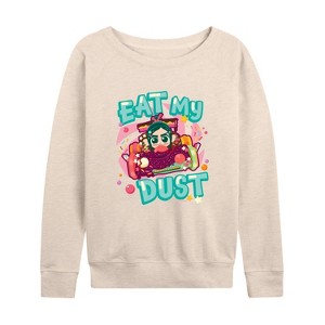 Women's - Disney - Eat My Dust Vanelloppe Lightweight French Terry Wide Neck Long Sleeve Shirt - 1 of 4