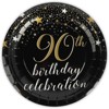 Sparkle and Bash 80-Pack Happy 90th Birthday Party Supplies, Black and Gold Disposable Paper Dessert Plates Set, 7" - image 2 of 3